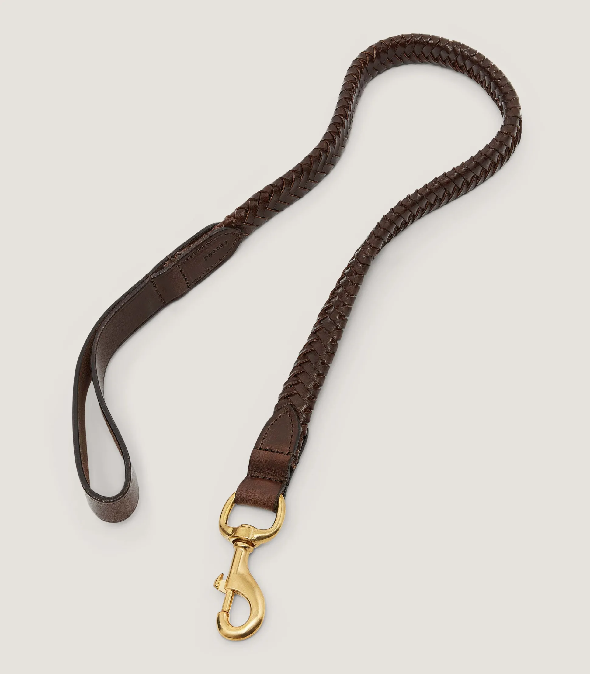 Braided Leather Dog Lead in Dark Brown