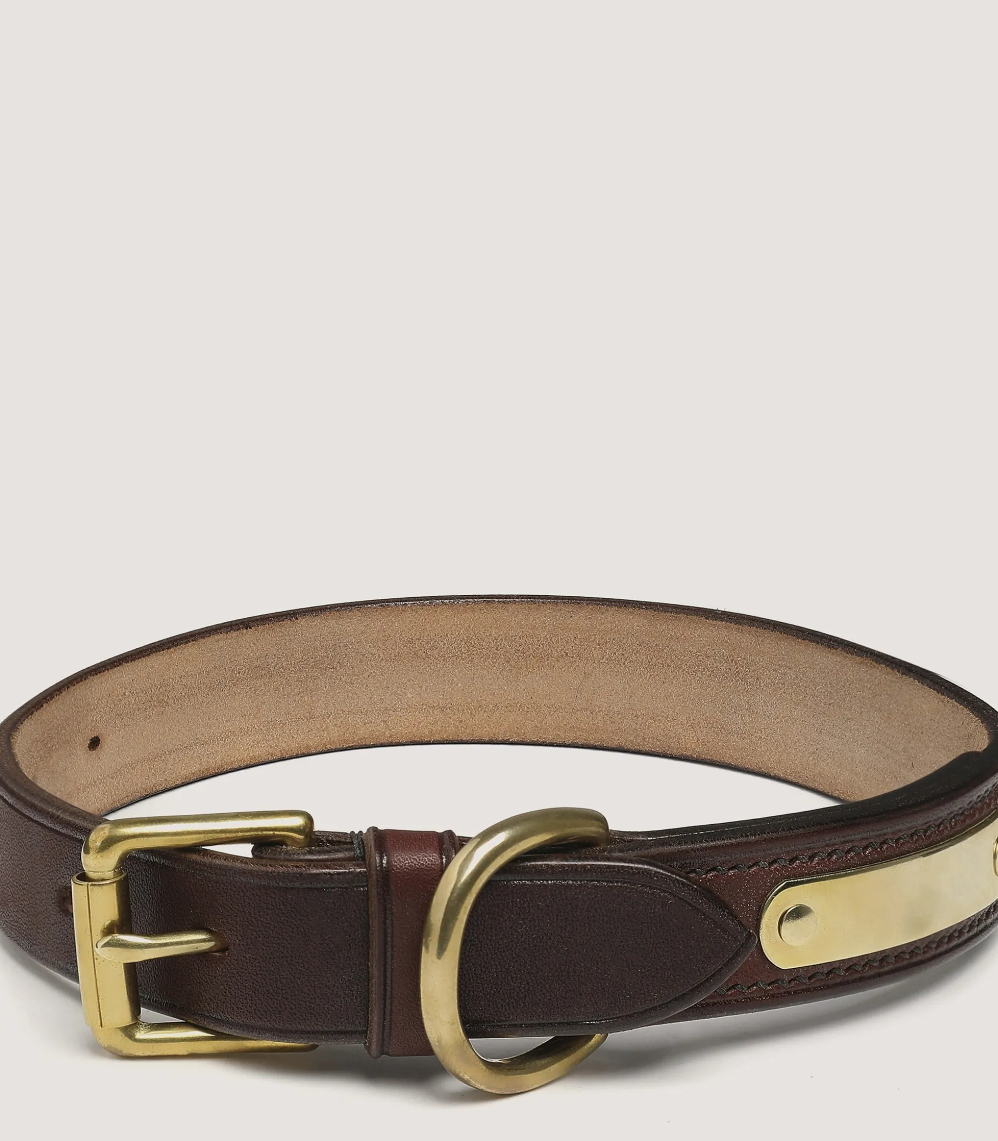 Bridle Leather Dog Collar In Brown.