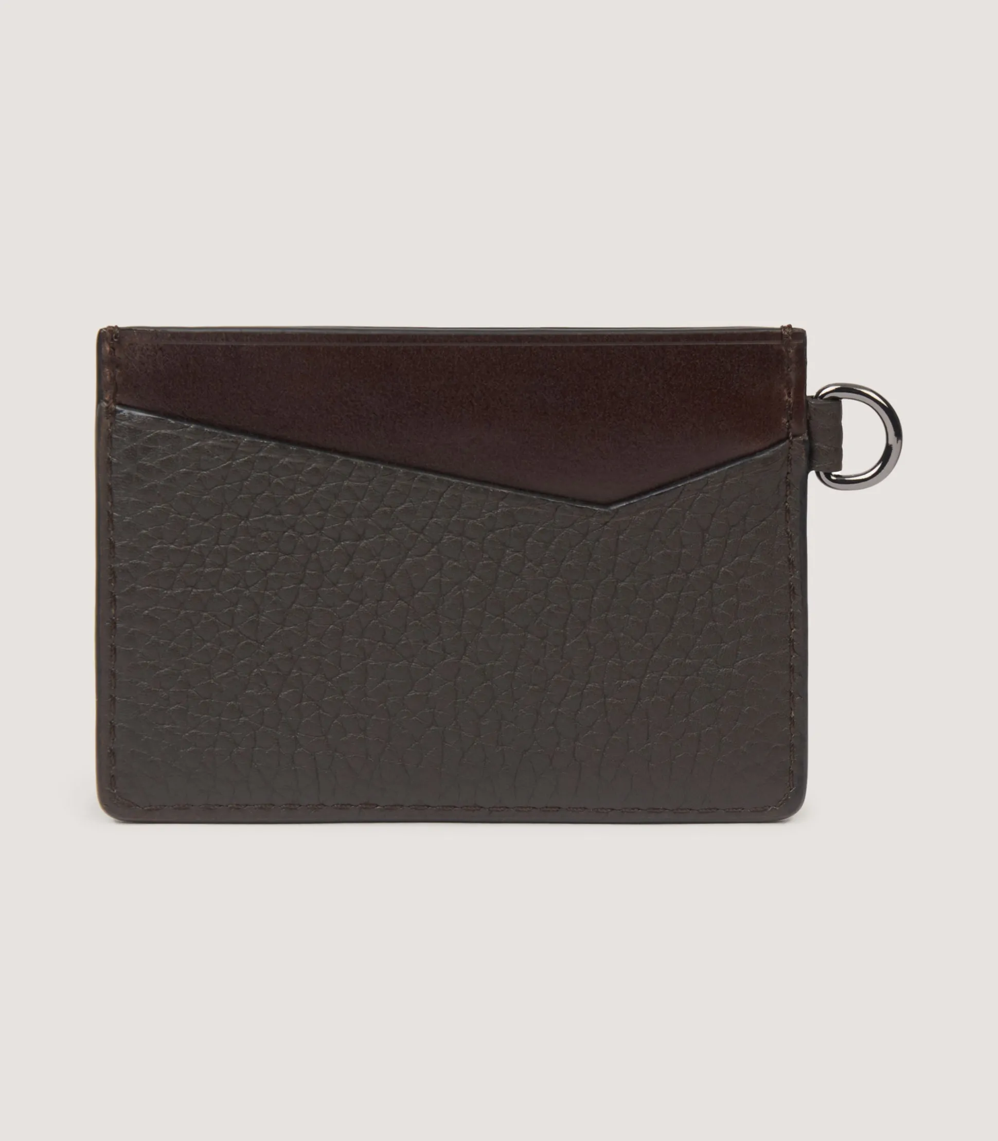 Featherburst Card Holder With D Ring In Dark Brown
