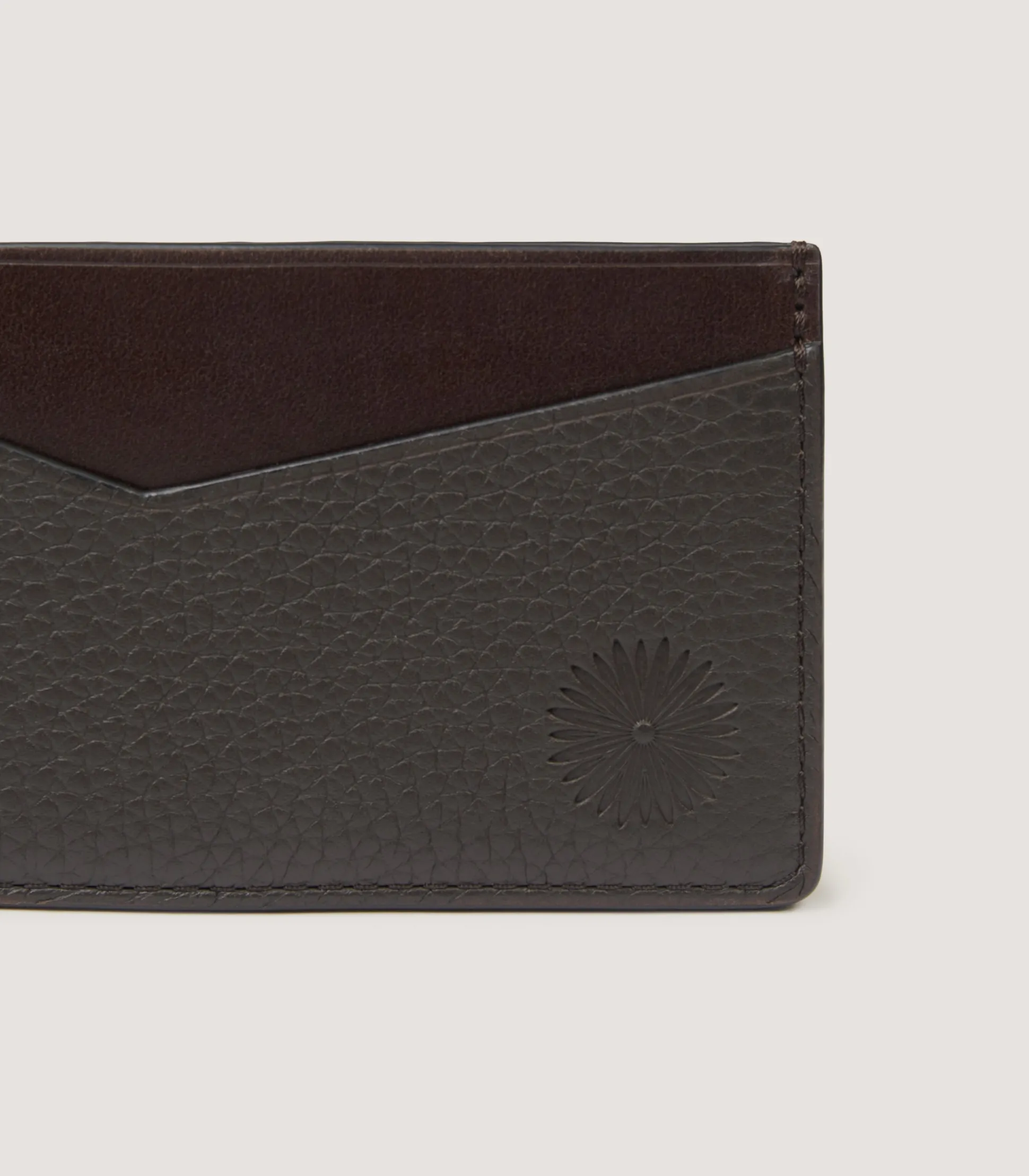 Featherburst Card Holder With D Ring In Dark Brown