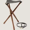 Grain Leather Tripod Seat In Dark Brown