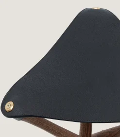 Grain Leather Tripod Seat In Dark Brown