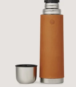 Leather Thermos Flask In Tan
