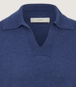 Men's Cashmere Duke Polo in Canvas Blue