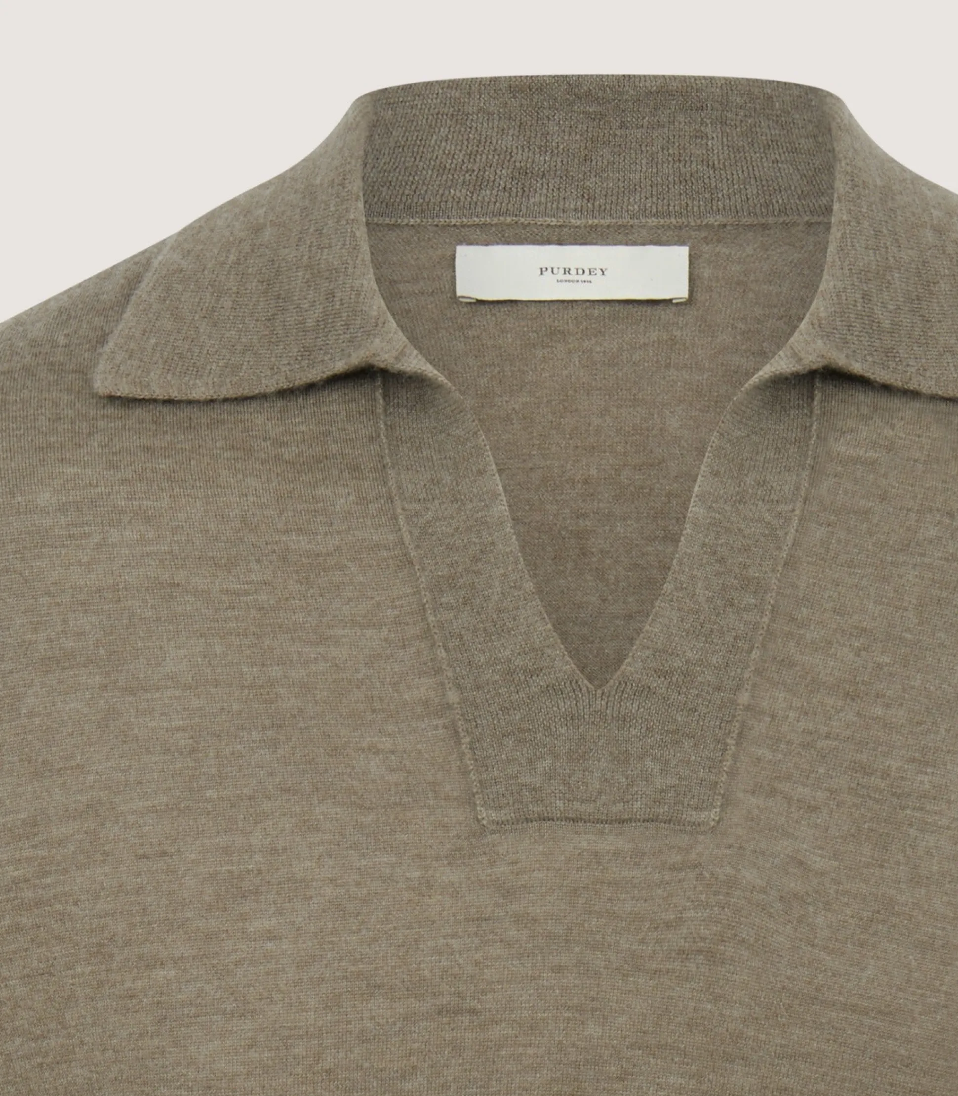 Men's Cashmere Duke Polo in Taupe