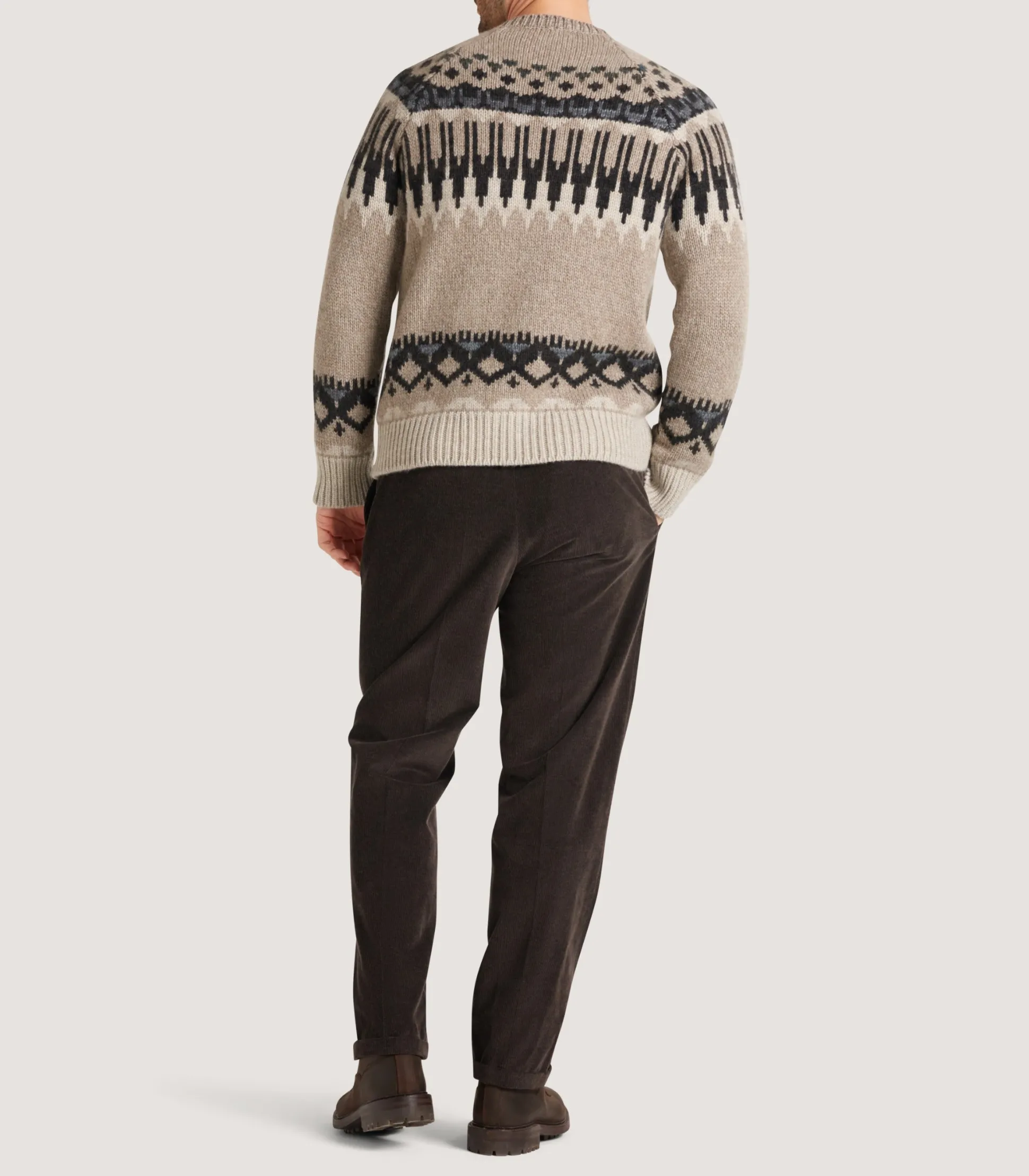 Men's Cashmere Fairisle Falcon Crew Neck Sweater