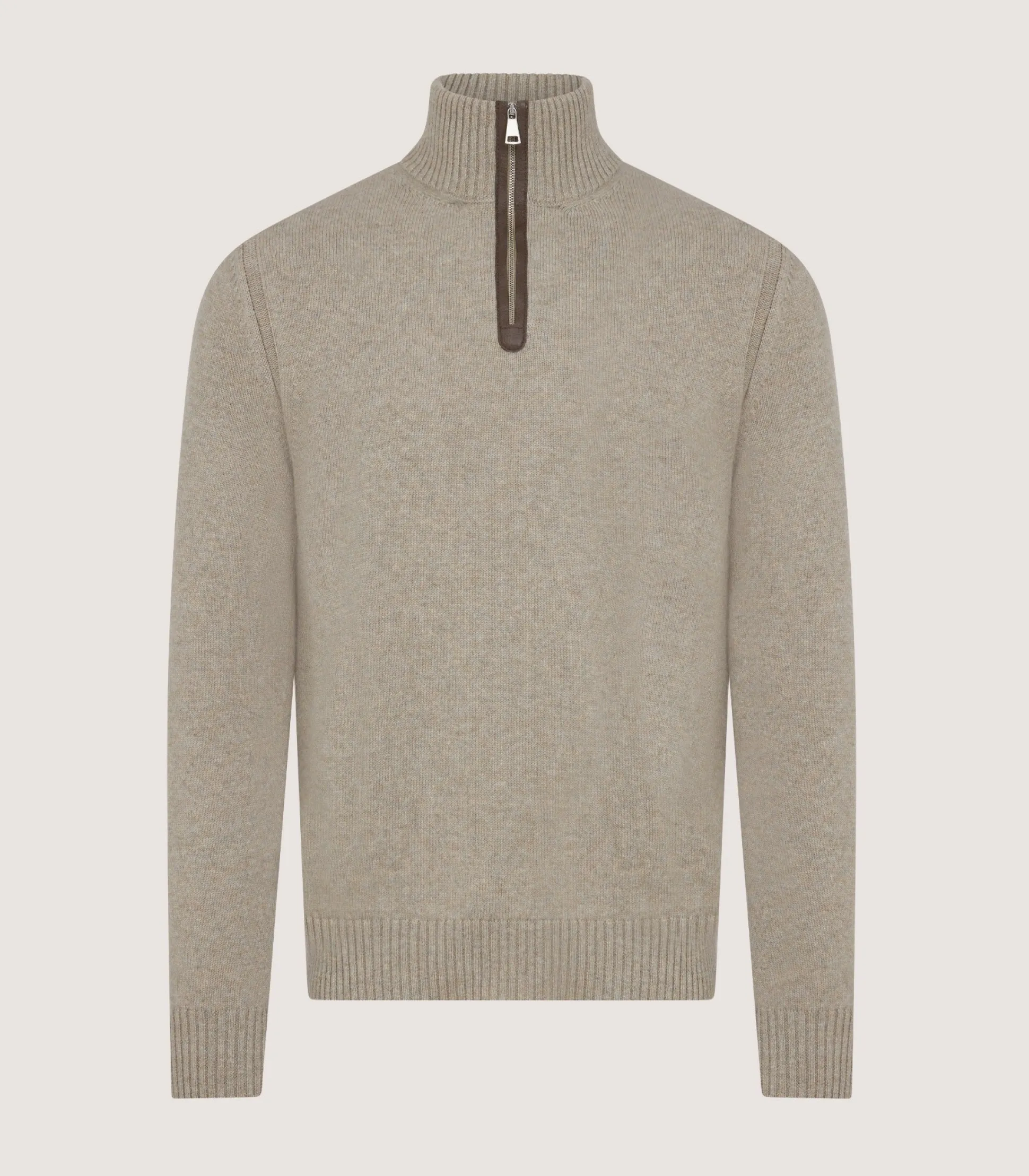 Men's Cashmere Quarter Zip Sweater in Pigeon