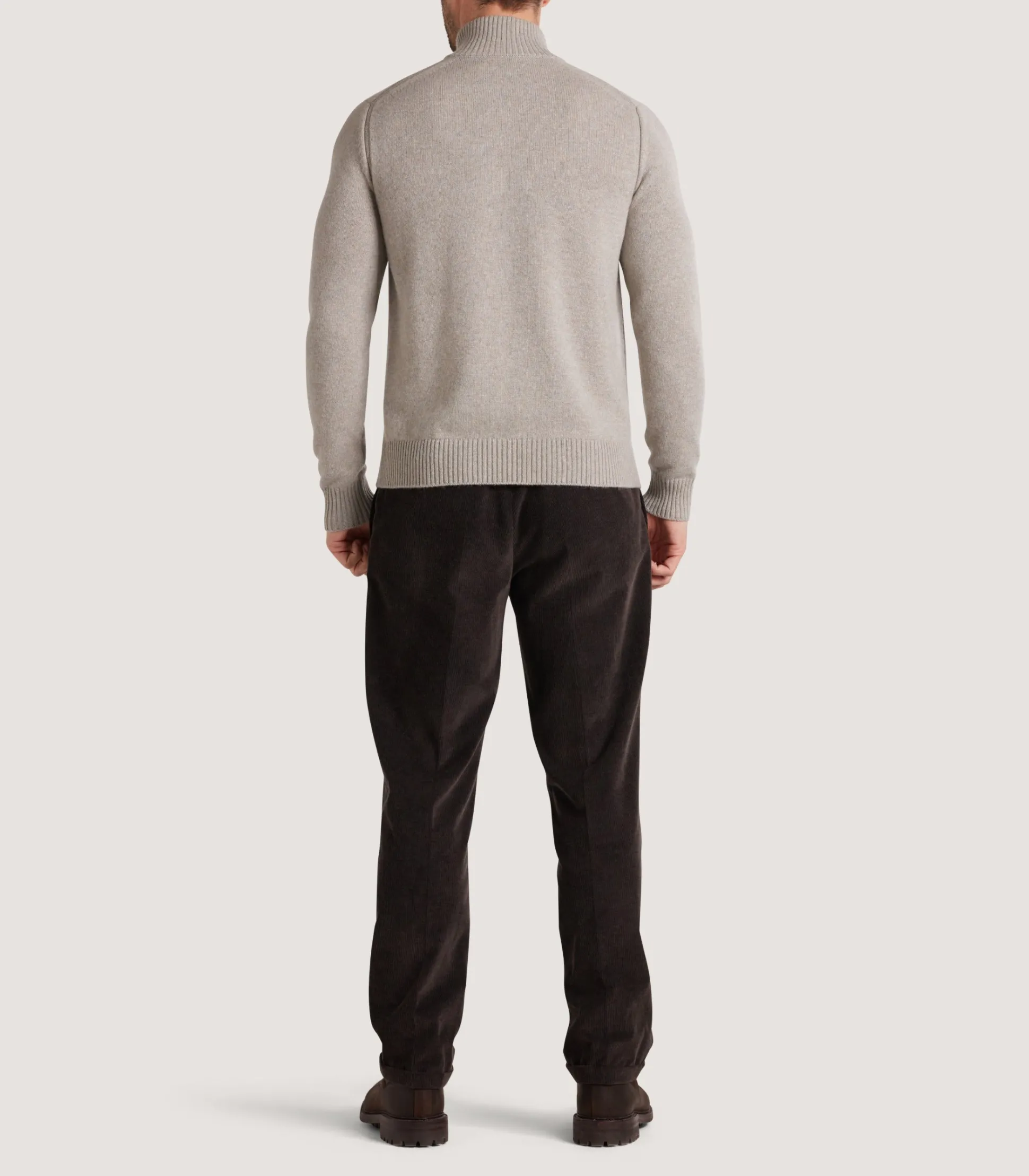 Men's Cashmere Quarter Zip Sweater in Pigeon
