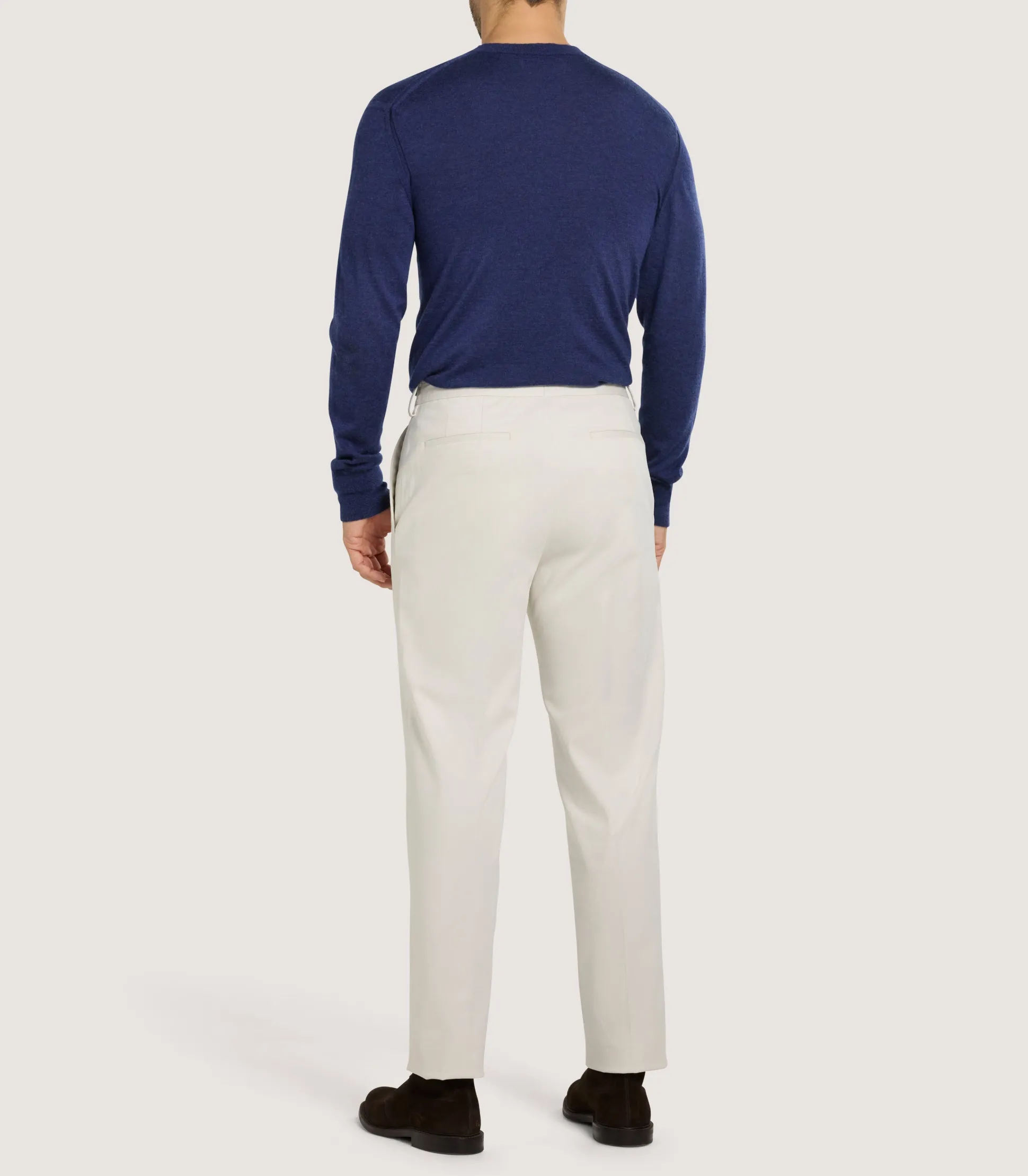 Men's Cashmere Seamless Crew Neck in Canvas Blue