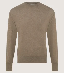 Men's Cashmere Seamless Crew Neck in Taupe