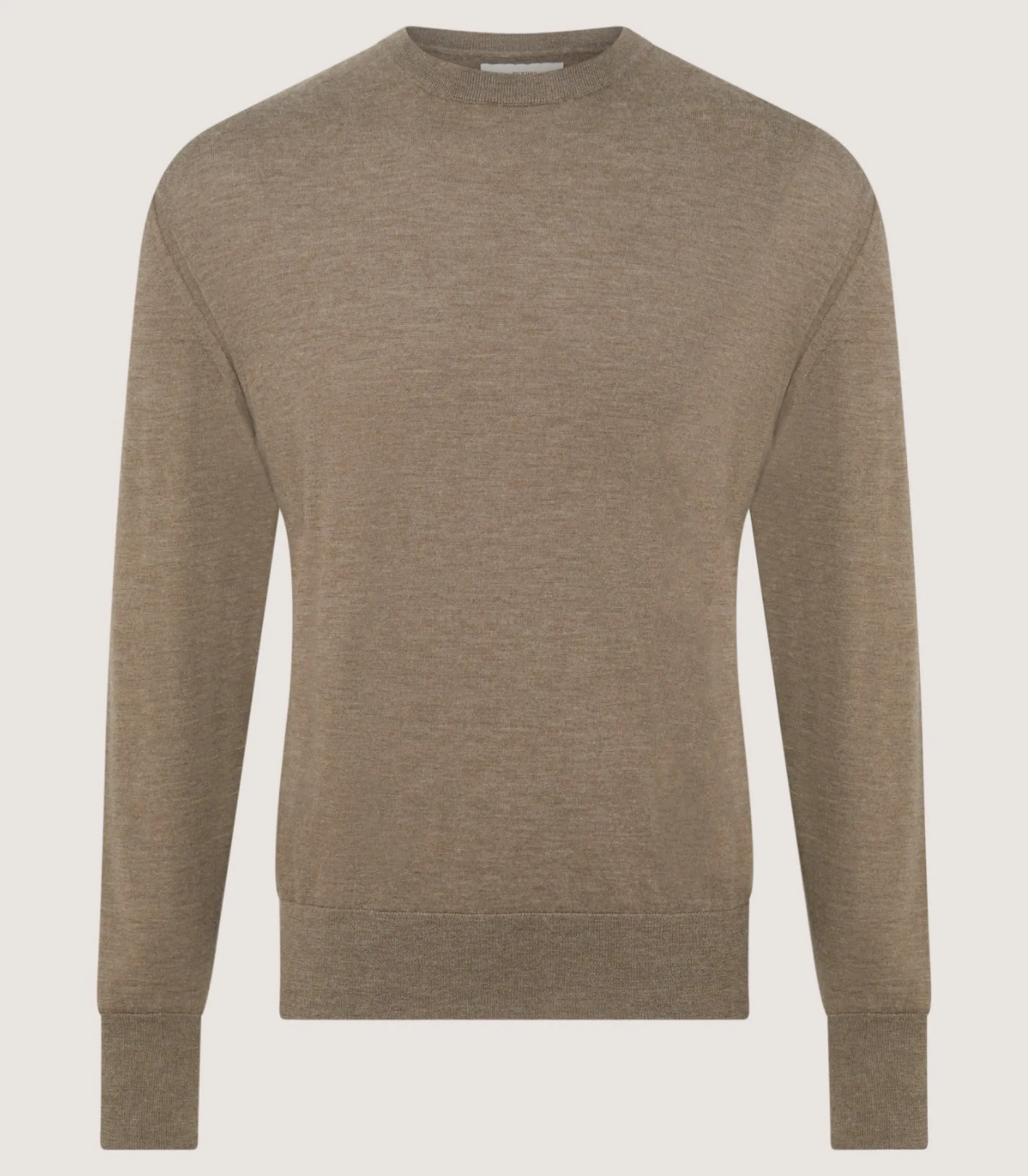 Men's Cashmere Seamless Crew Neck in Taupe
