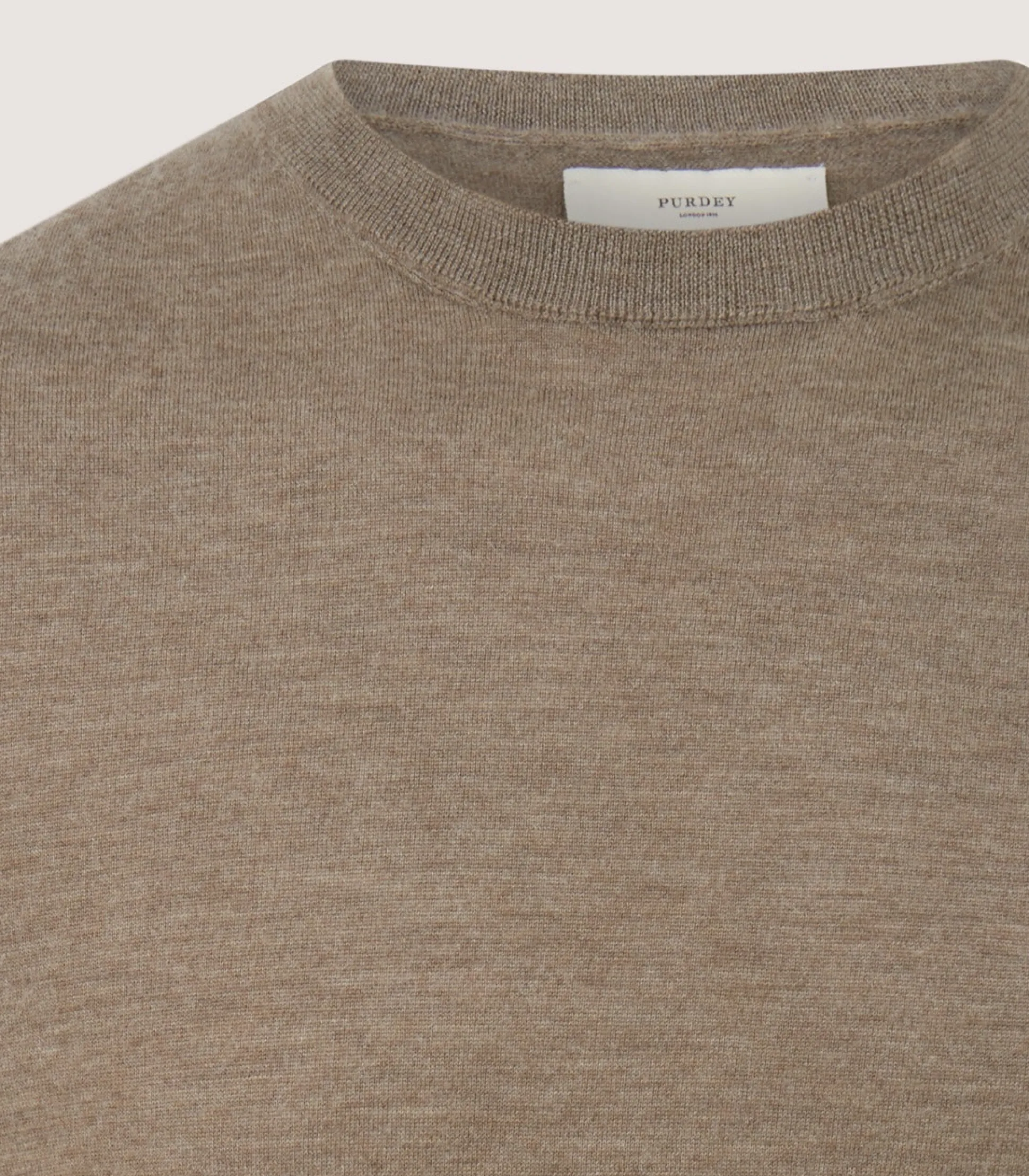 Men's Cashmere Seamless Crew Neck in Taupe