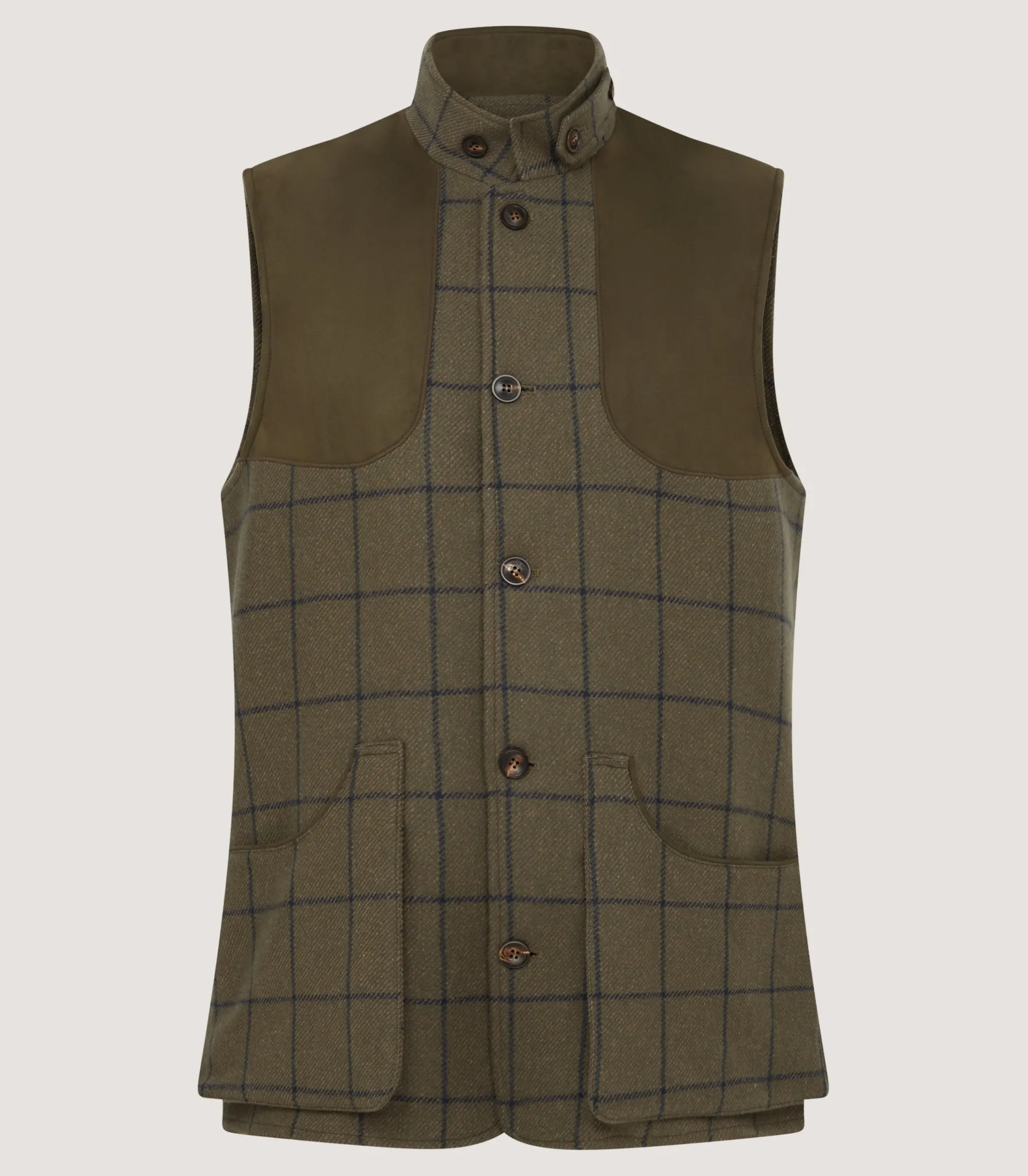 Men's Cashmere Tweed High Collar Sporting Vest in Rannoch
