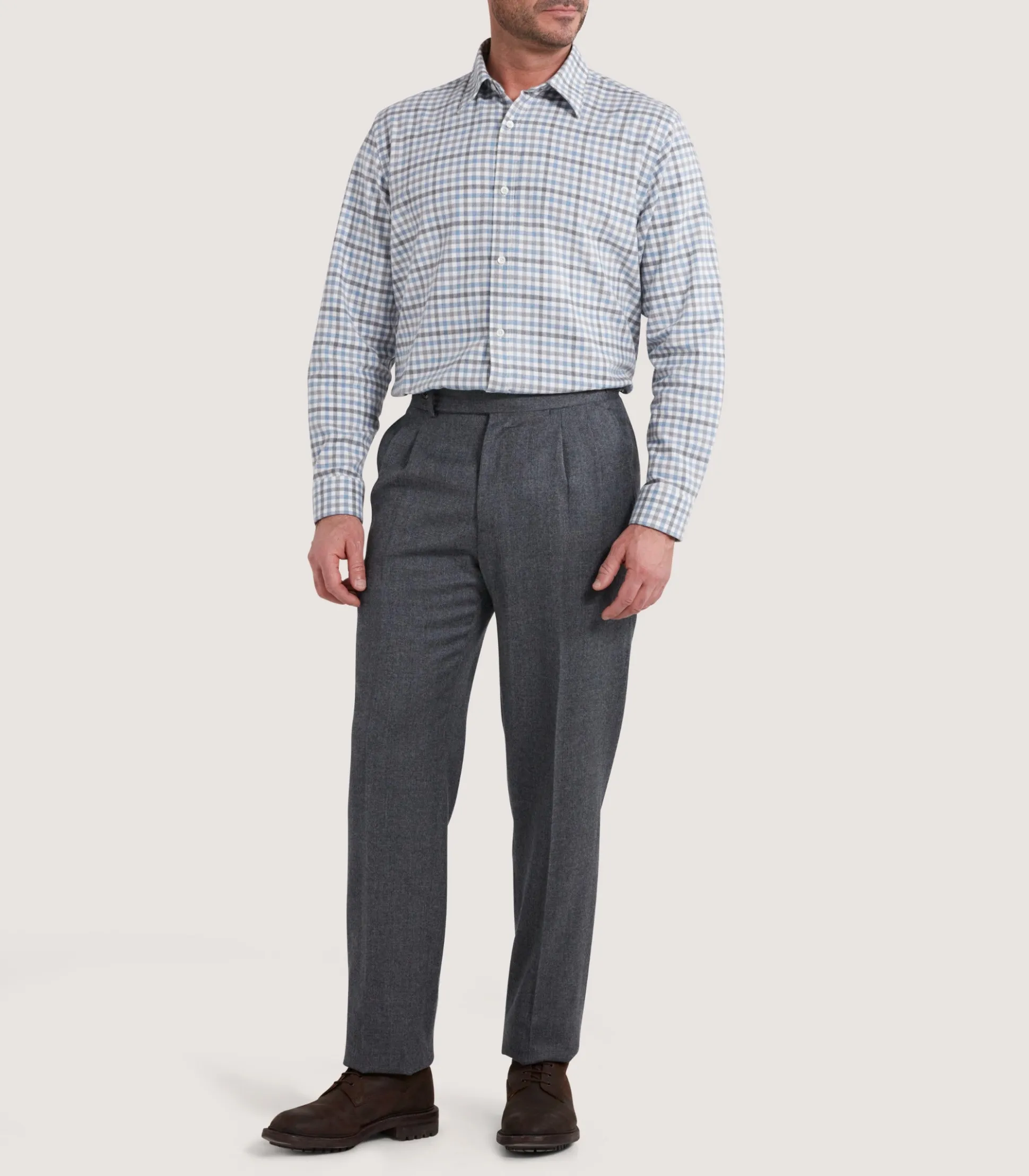 Men's Check Flannel Shirt in Dove