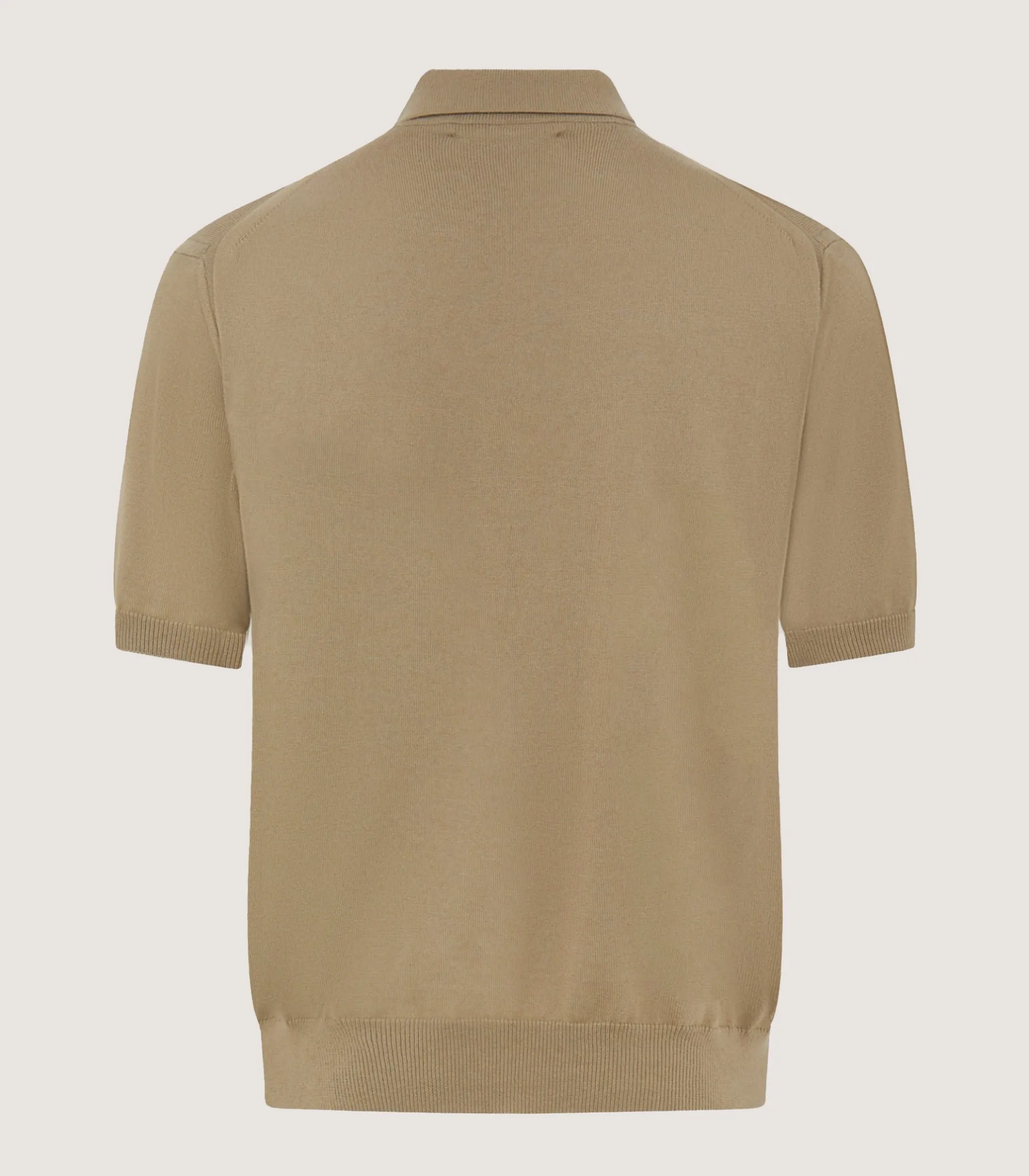 Men's Cotton Cashmere Fine Gauge Short Sleeve Polo in Twine
