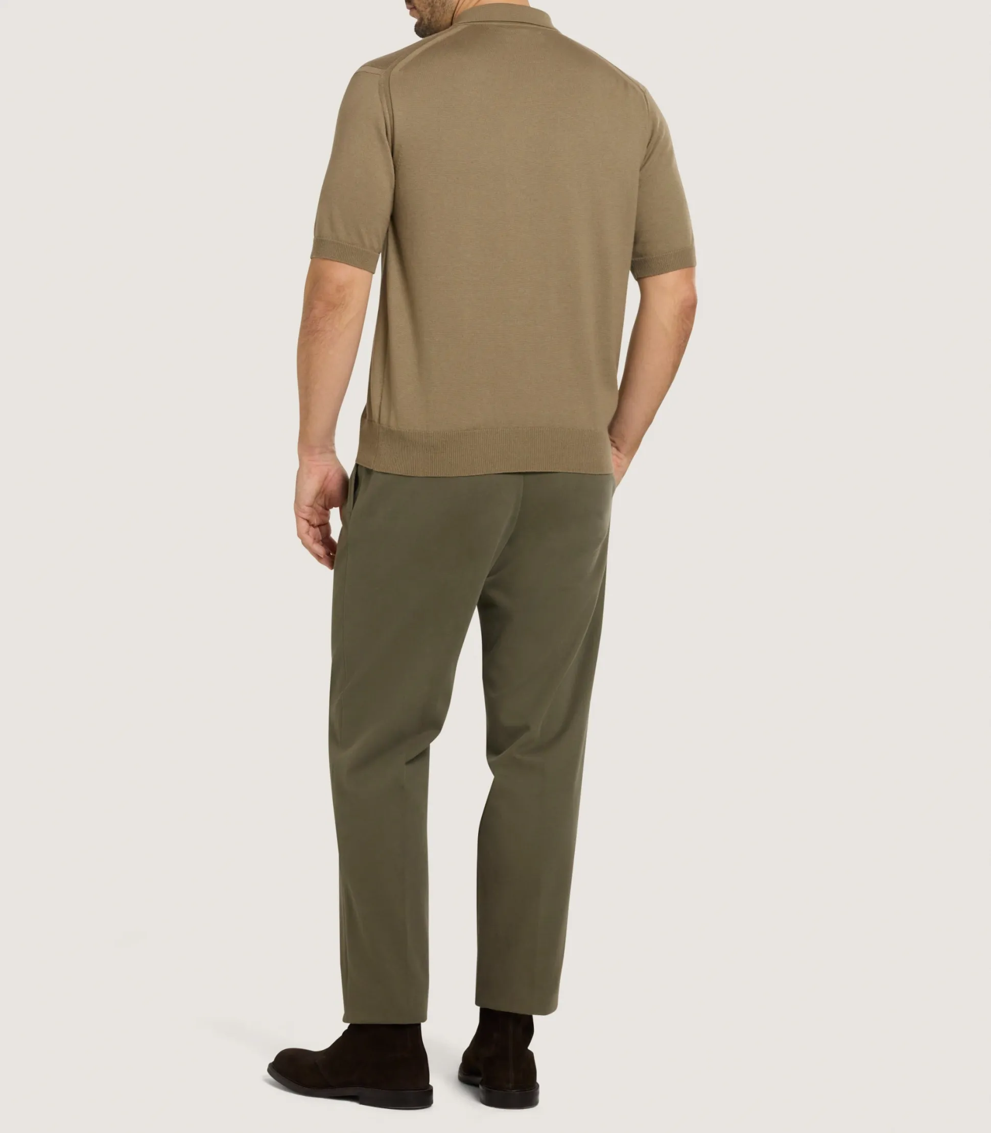 Men's Cotton Cashmere Fine Gauge Short Sleeve Polo in Twine