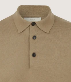 Men's Cotton Cashmere Fine Gauge Short Sleeve Polo in Twine