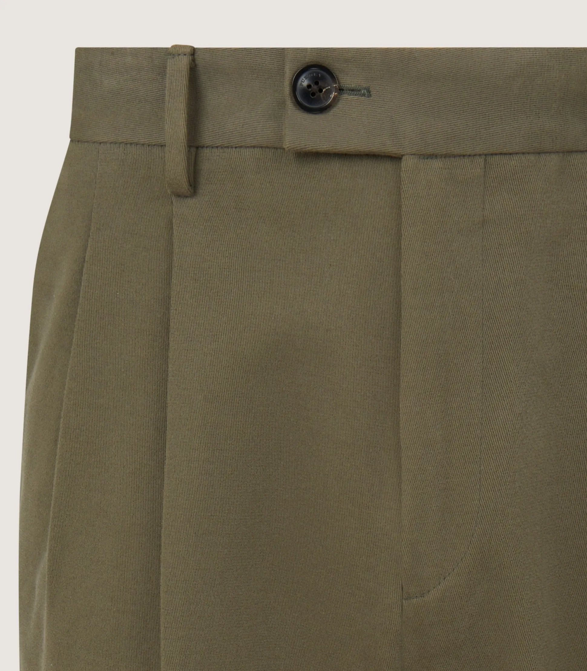 Men's Dark Olive Cotton Dart Front Trousers