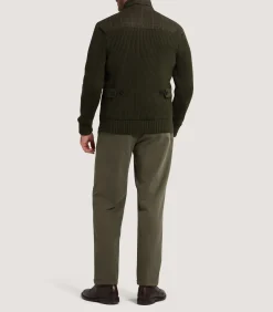 Men's Devonshire Nylon Quilted Zip Front Cardigan in Loden