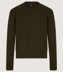Men's Ensay British Outdoor V Neck Jumper in Loden