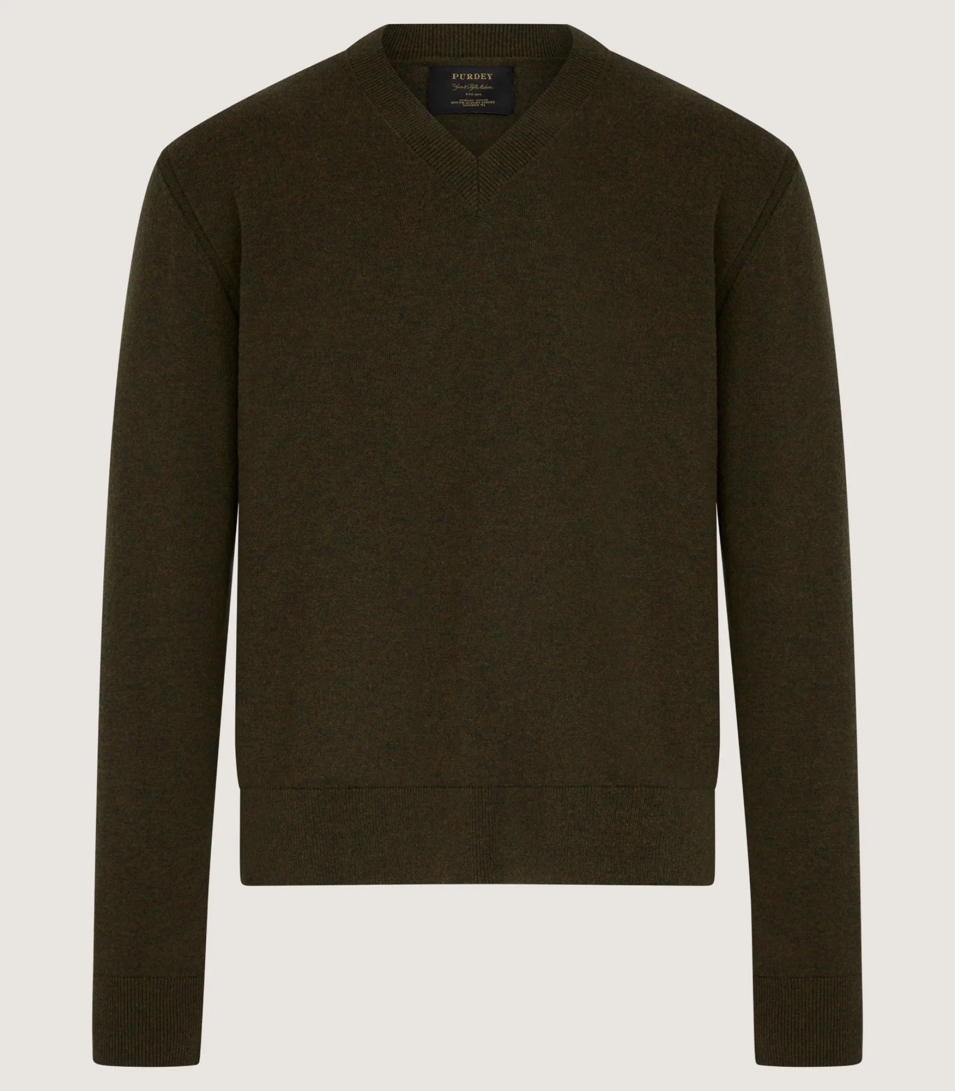 Men's Ensay British Outdoor V Neck Jumper in Loden