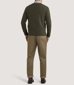 Men's Ensay British Outdoor V Neck Jumper in Loden