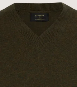 Men's Ensay British Outdoor V Neck Jumper in Loden