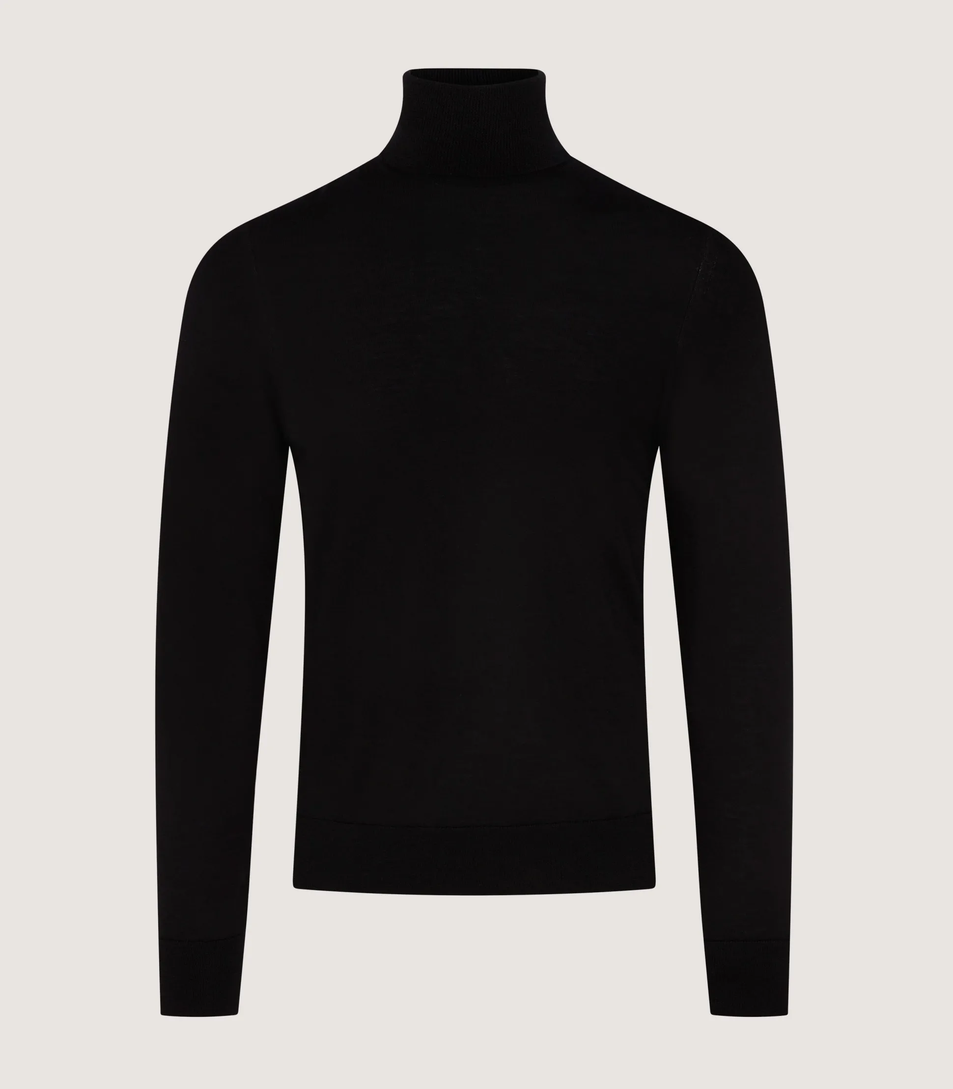 Men's Extra Fine Worsted Cashmere Seamless Turtleneck In Black