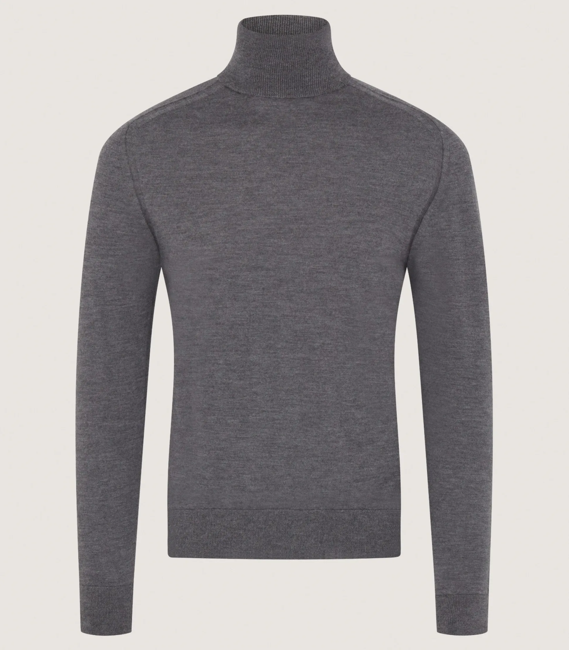 Men's Extra Fine Worsted Cashmere Seamless Turtleneck In Flannel Grey