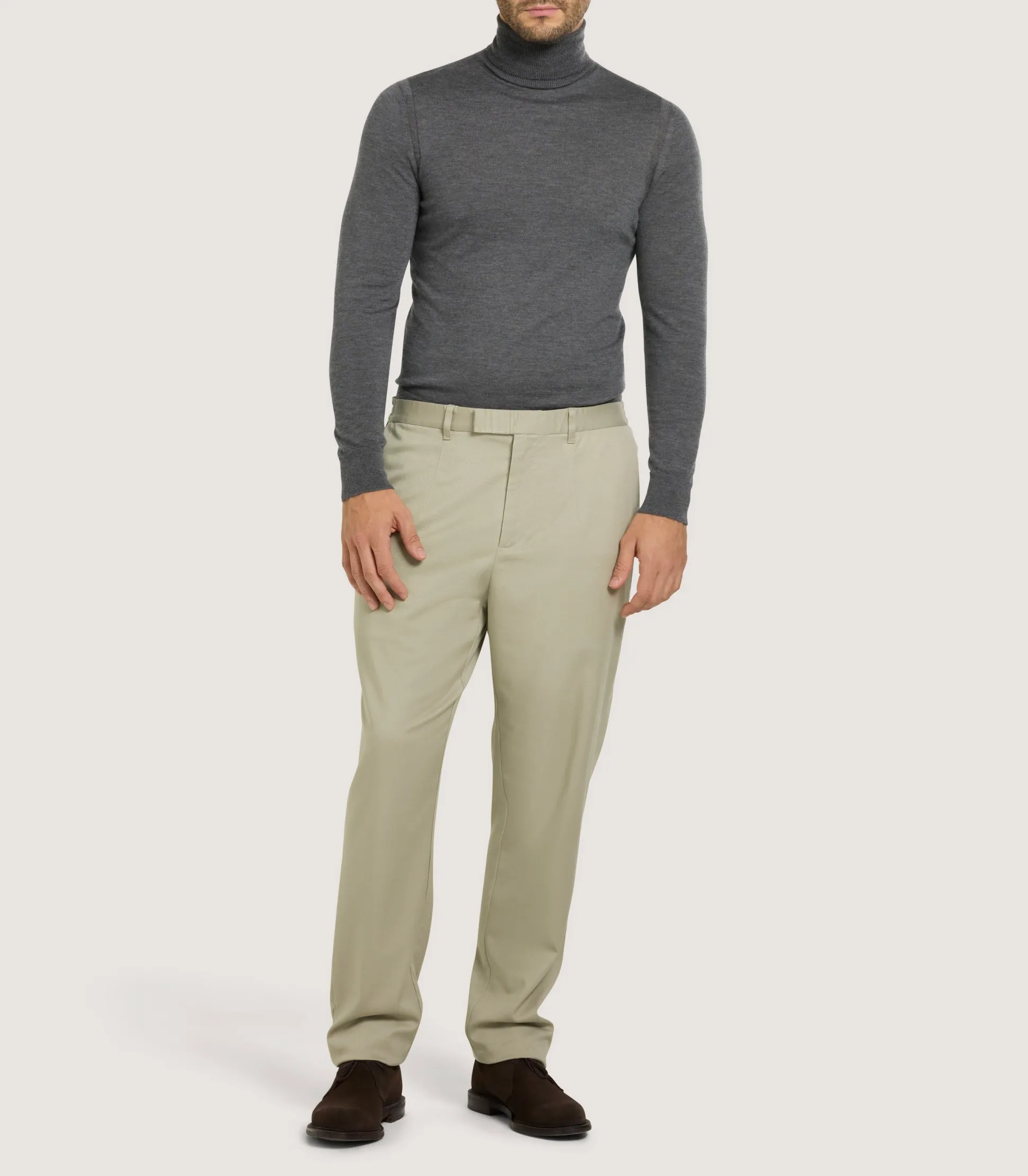 Men's Extra Fine Worsted Cashmere Seamless Turtleneck In Flannel Grey
