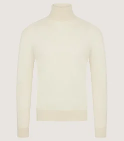 Men's Extra Fine Worsted Cashmere Seamless Turtleneck In Ivory
