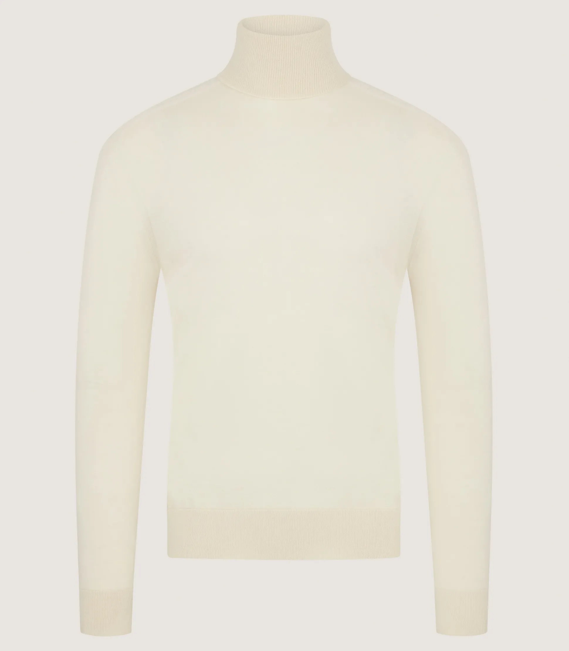Men's Extra Fine Worsted Cashmere Seamless Turtleneck In Ivory