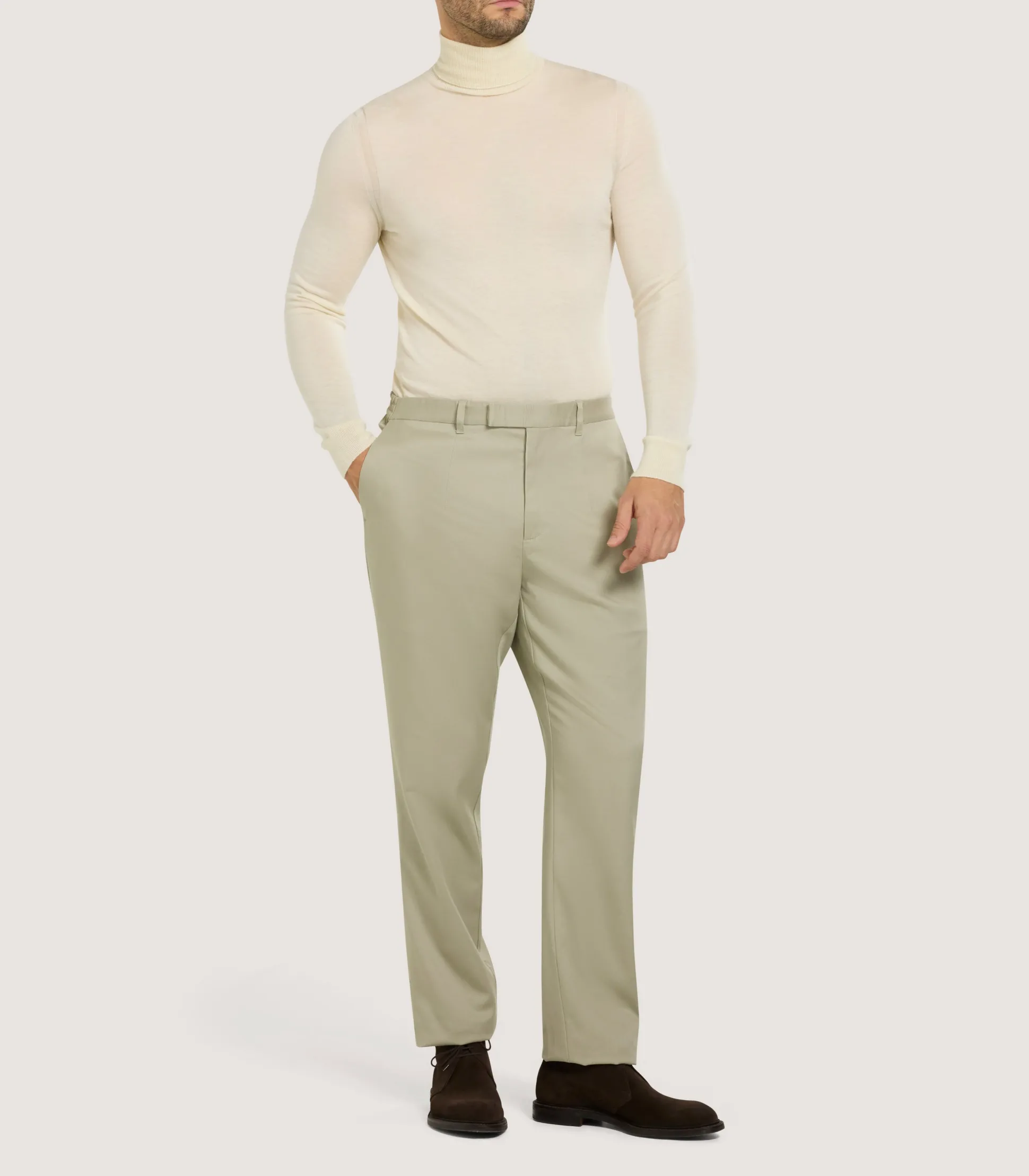 Men's Extra Fine Worsted Cashmere Seamless Turtleneck In Ivory