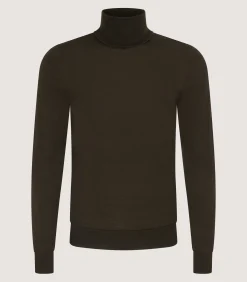Men's Extra Fine Worsted Cashmere Seamless Turtleneck In Loden