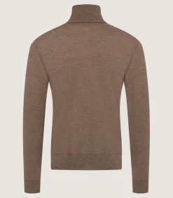 Men's Extra Fine Worsted Cashmere Seamless Turtleneck In Taupe