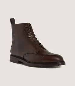 Men's Grain Leather Boot In Dark Brown