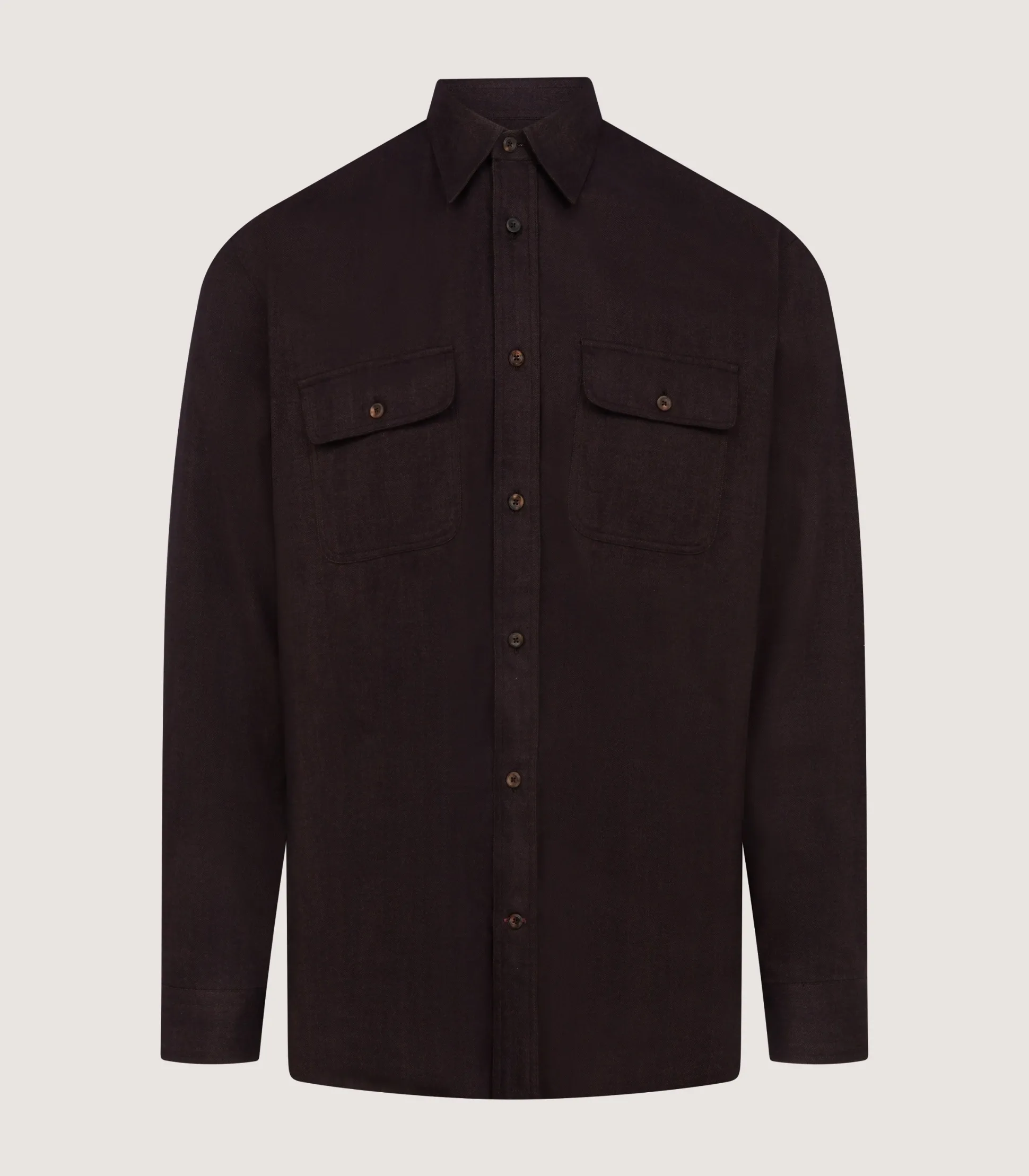 Men's Herringbone Double Pocket Shirt In Walnut