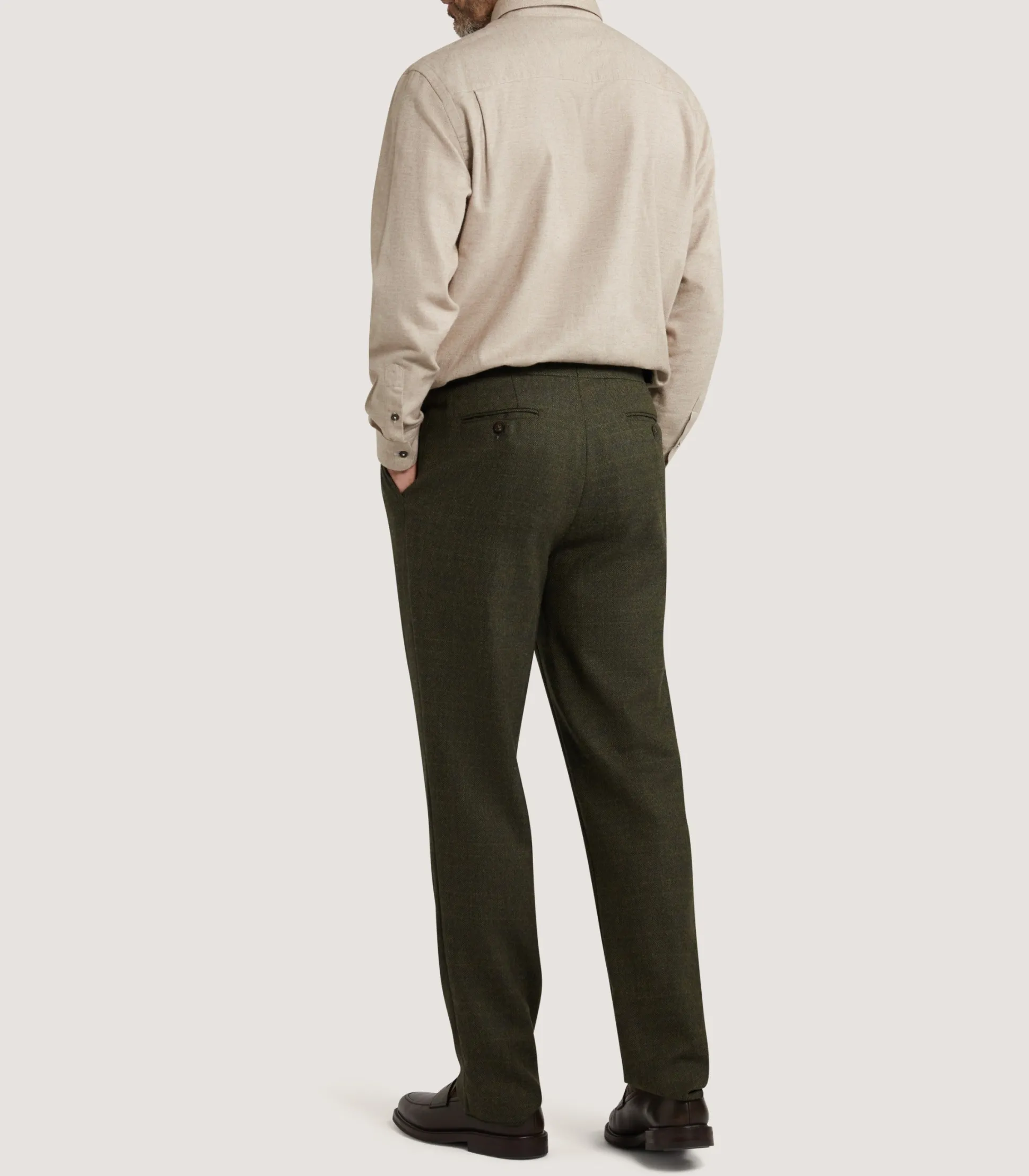 Men's Herringbone Flannel Shirt in Pale Camel