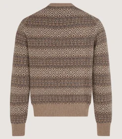 Men's Kirk Cashmere Fair Isle Crew Neck Jumper in Antler
