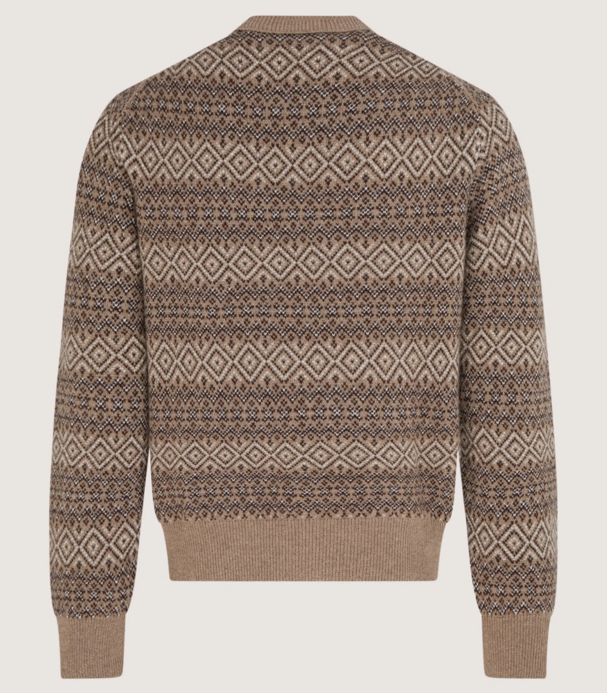 Men's Kirk Cashmere Fair Isle Crew Neck Jumper in Antler