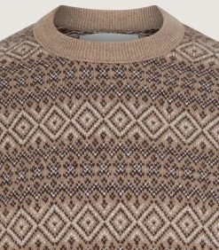Men's Kirk Cashmere Fair Isle Crew Neck Jumper in Antler