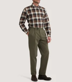Men's Large Flannel Check Shirt in Walnut