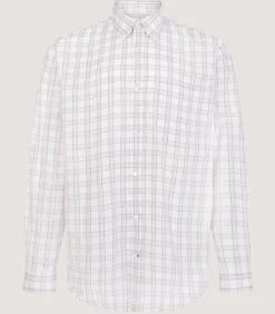 Men's Light Cotton Check Button Down Shirt In Taupe