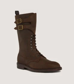 Men's Rough Out Nubuck Twin Strap Boot With Ridgeway Sole In Dark Brown