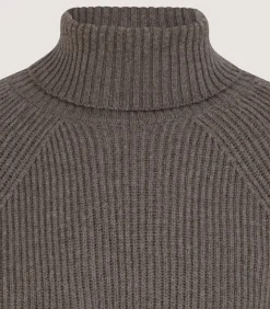 Men's St Ives Fisherman Rib Jumper in Taupe