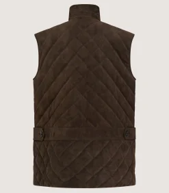 Men's Suede Padded Gilet in Walnut