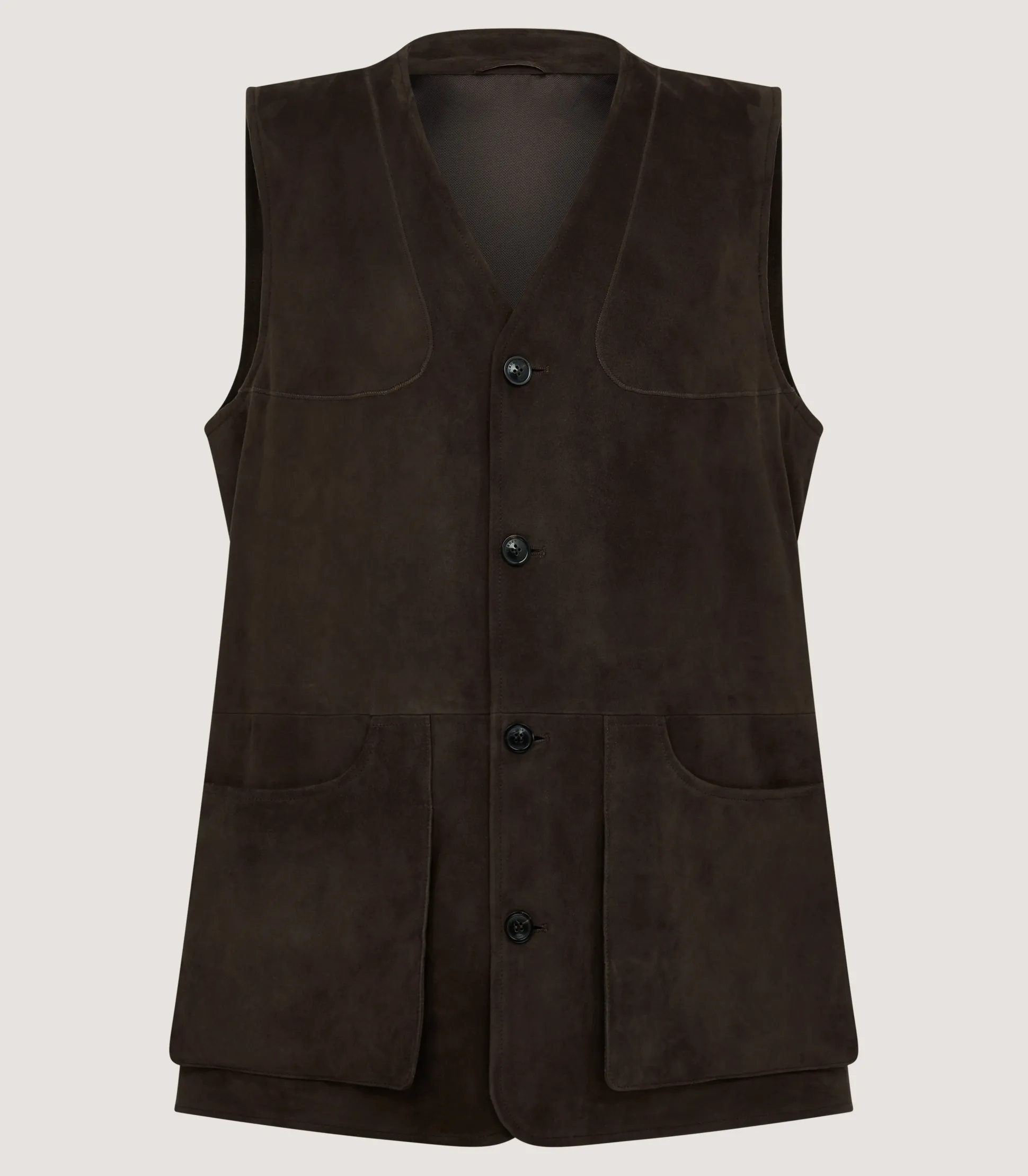Men's Suede Sporting Vest in Walnut