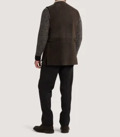 Men's Suede Sporting Vest in Walnut