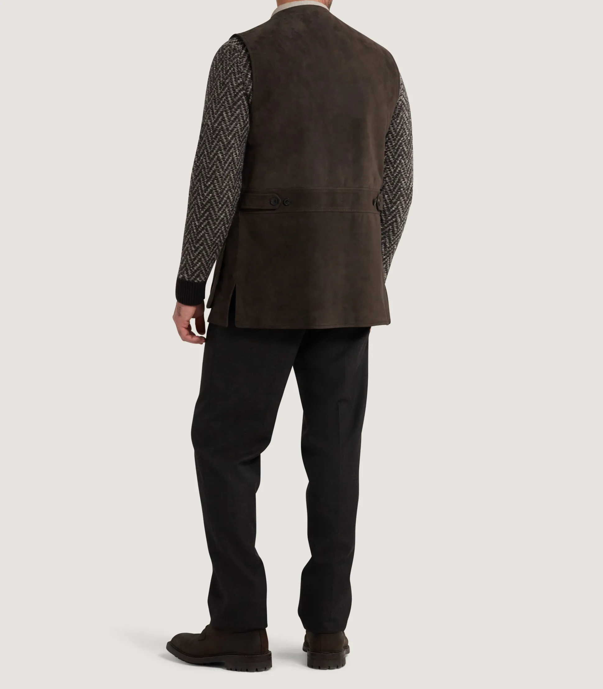 Men's Suede Sporting Vest in Walnut
