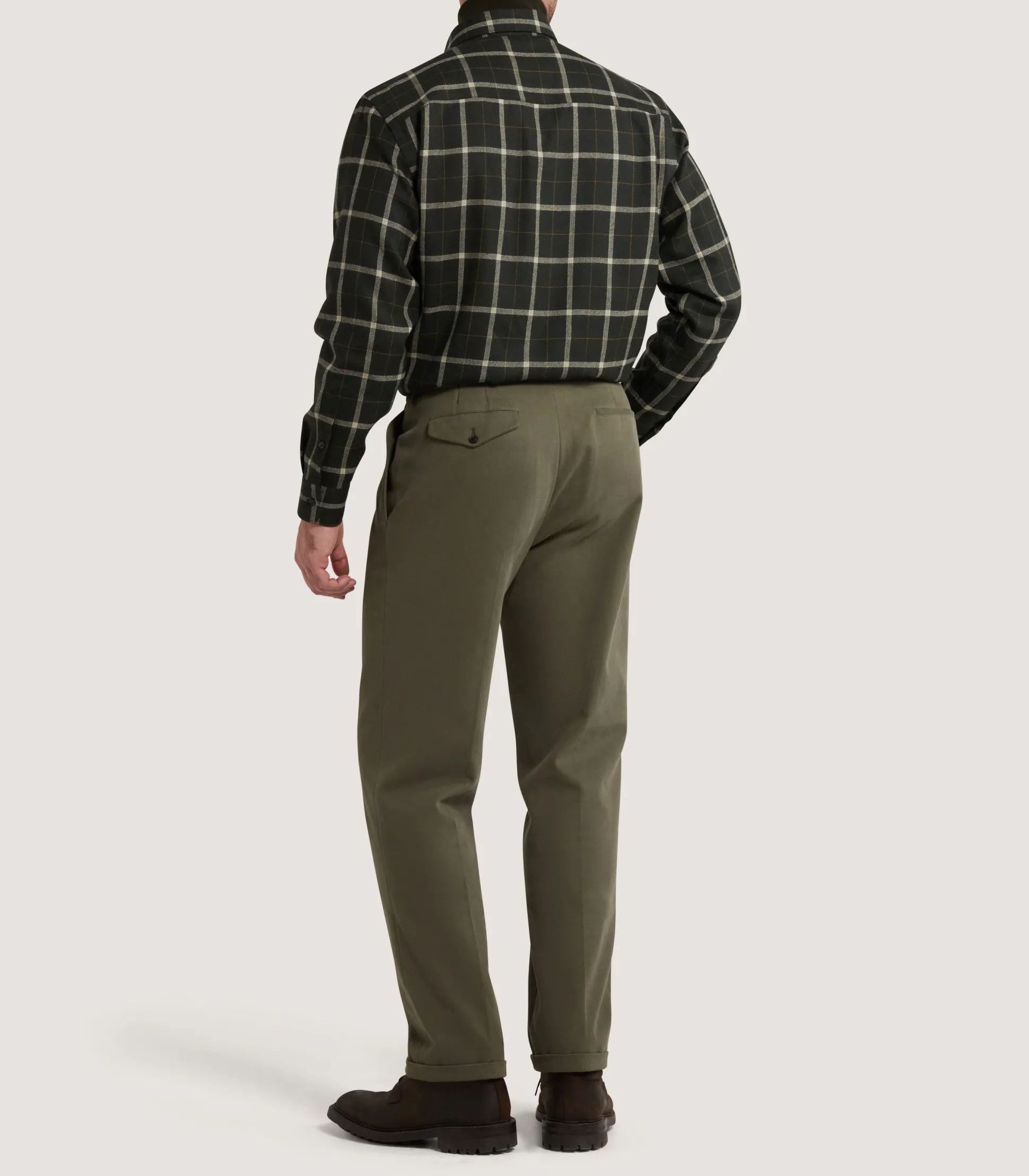 Men's Tartan Flannel Shirt in Dark Olive